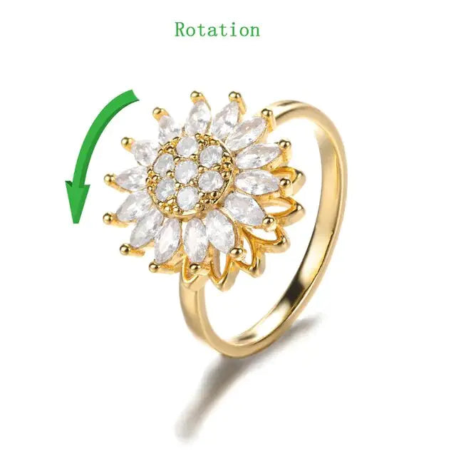 Crystal Sunflower Rings for Women - Affordable Gold Rings with Floral Elegance smart-purchase