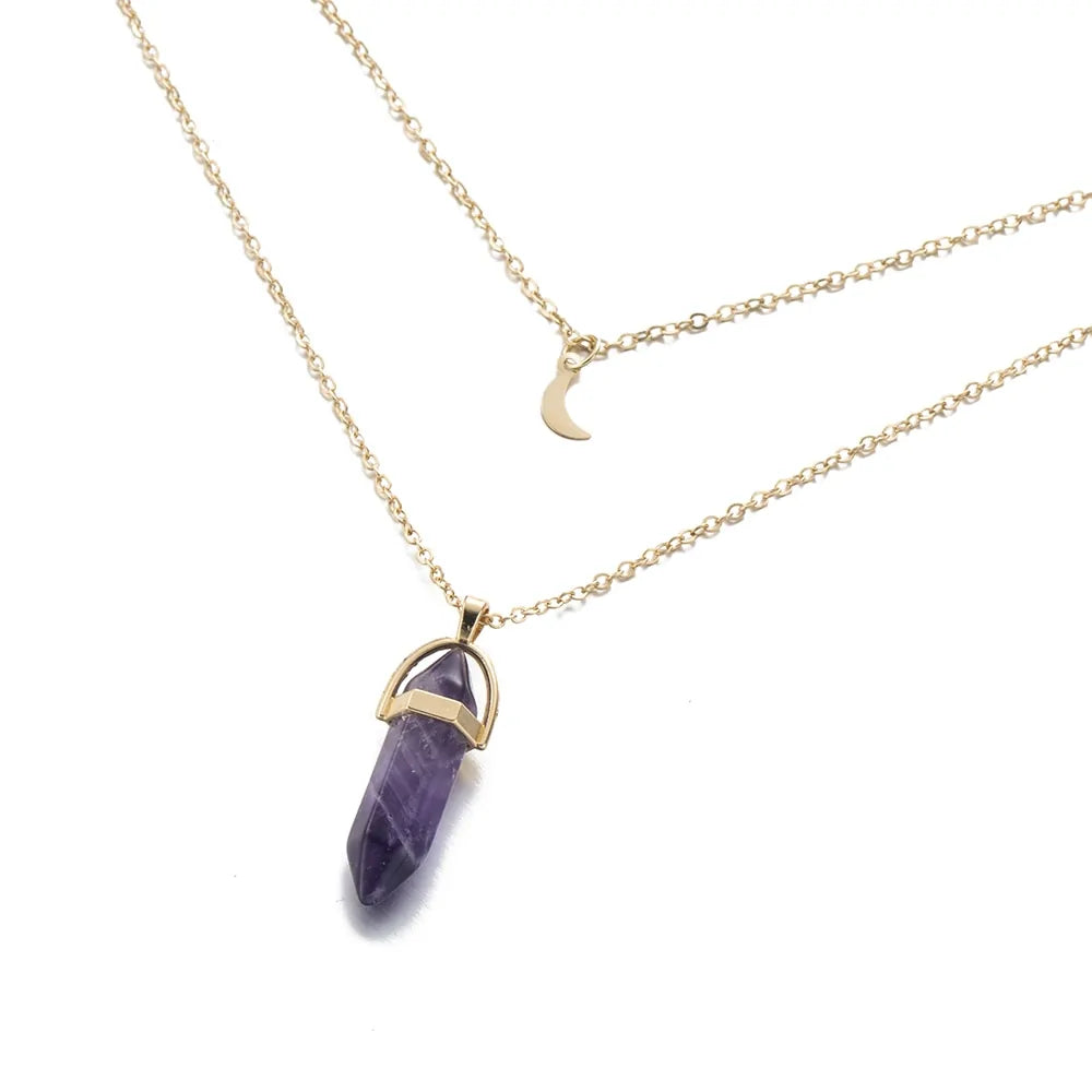 Hexagonal Column Quartz Pendant Necklace - Black Opal Pendant Design smart-purchase