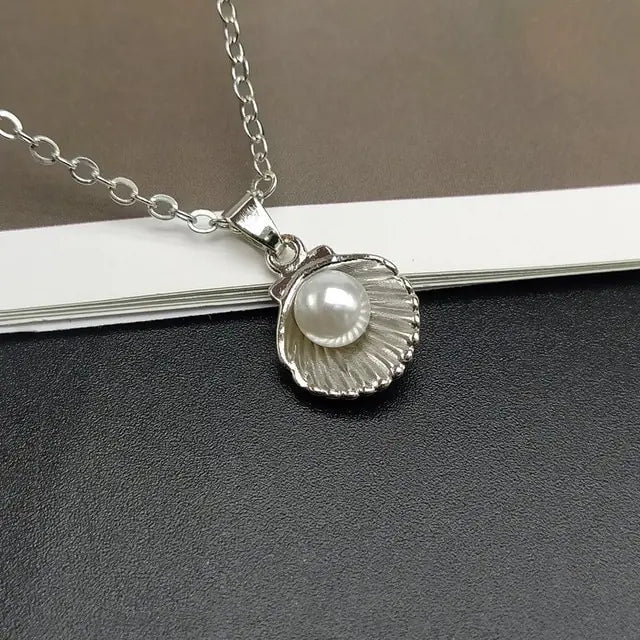 Shell Pearl Pendant: 18k Gold Heart Locket Necklace for Elegant Beach-Inspired Style smart-purchase