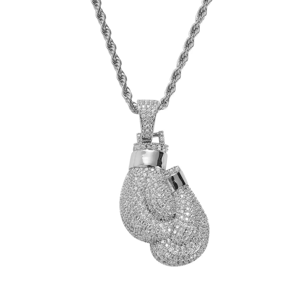 Elisa Gold Pendant Necklace: Boxing Gloves Design for Sporty Style