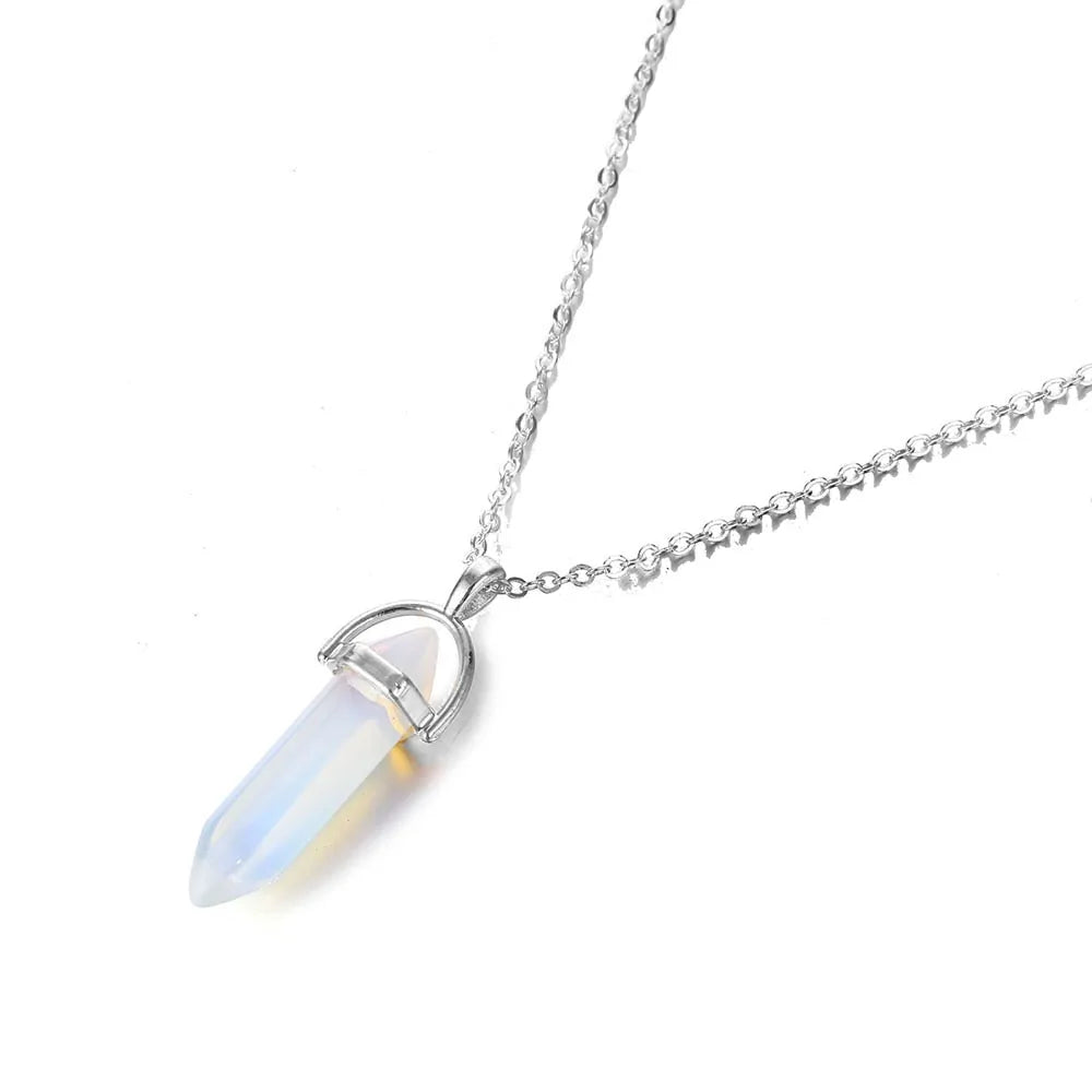 Hexagonal Column Quartz Pendant Necklace - Black Opal Pendant Design smart-purchase