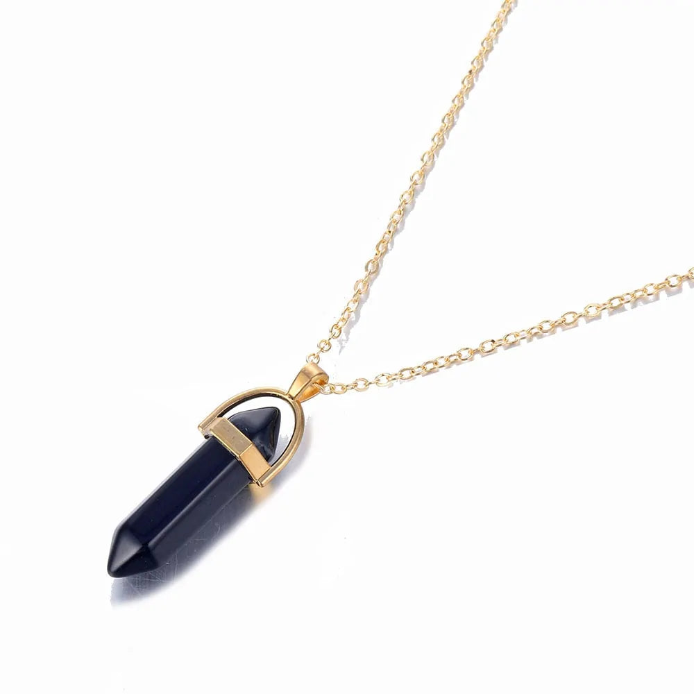 Hexagonal Column Quartz Pendant Necklace - Black Opal Pendant Design smart-purchase