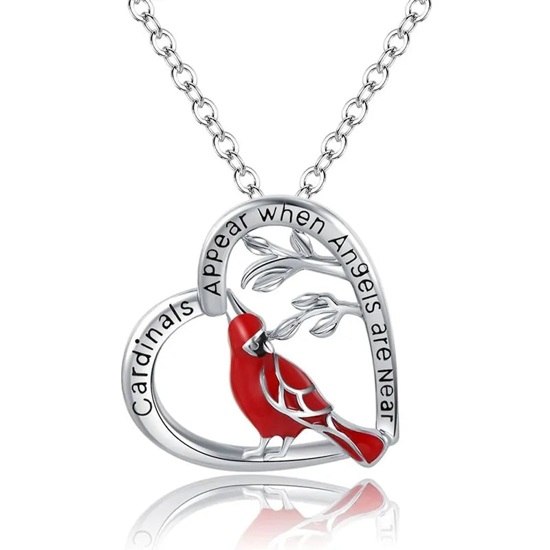 Parrot Heart Pendant Necklace: 14k Gold Necklace with Heart Pendant