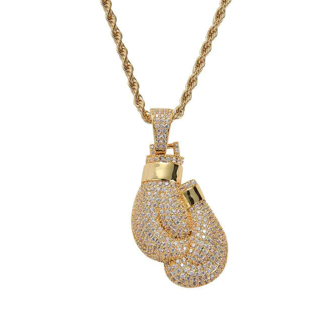 Elisa Gold Pendant Necklace: Boxing Gloves Design for Sporty Style smart-purchase