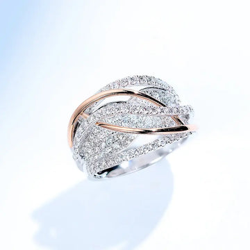 Unique Gold Engagement Rings – Zircon Mesh Engagement Ring for Timeless Elegance