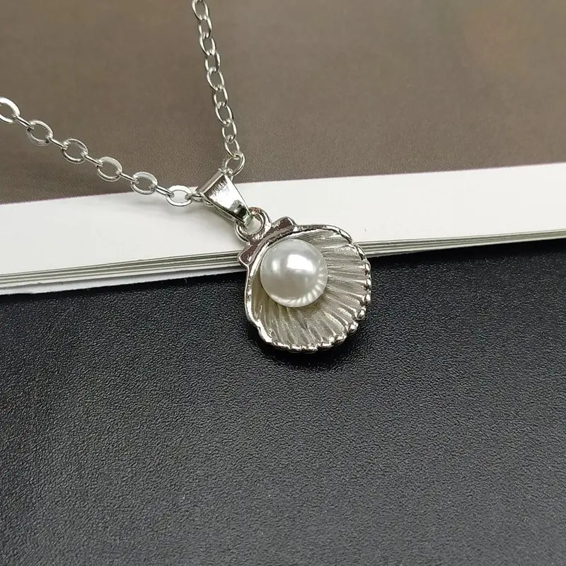 Shell Pearl Pendant: 18k Gold Heart Locket Necklace for Elegant Beach-Inspired Style smart-purchase