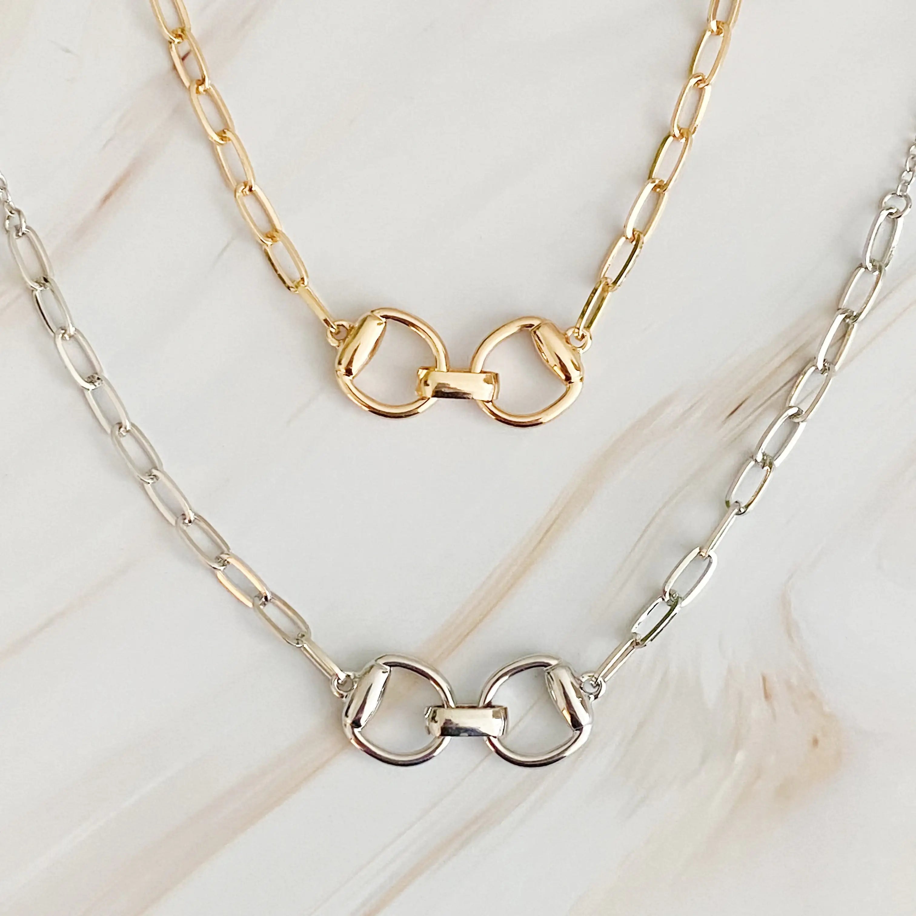 Gold Pendant with Silver Chain: Equestrian Pendant Chain Necklace for Horse Lovers smart-purchase