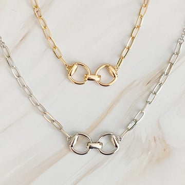 Gold Pendant with Silver Chain: Equestrian Pendant Chain Necklace for Horse Lovers