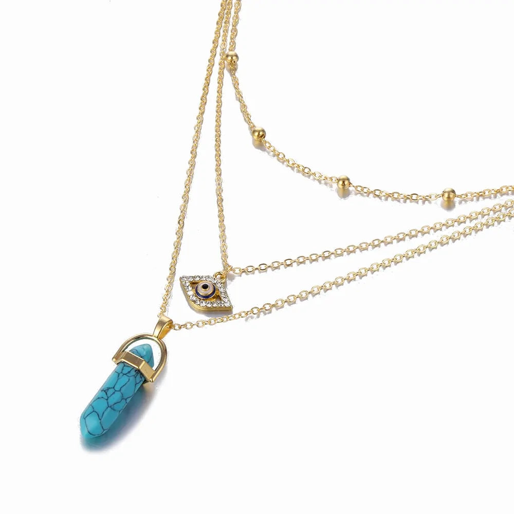 Hexagonal Column Quartz Pendant Necklace - Black Opal Pendant Design smart-purchase