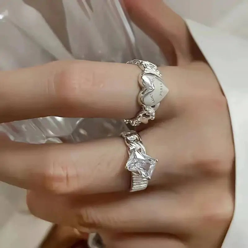 Crystal Heart Open Rings – A Vintage Gold Ring with Timeless Romance