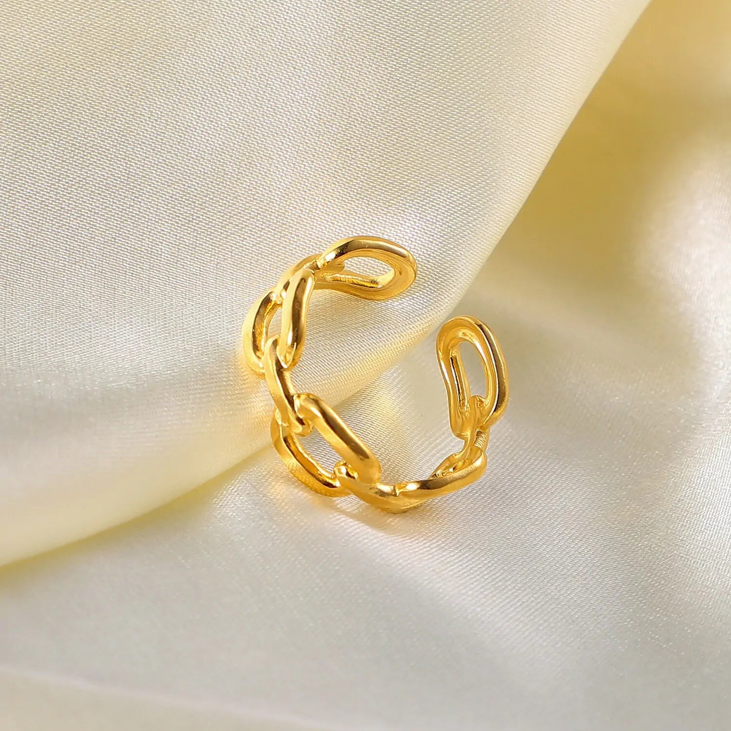 Chunky Gold Rings – Twisted Link Chain Open Rings for Trendy Style smart-purchase