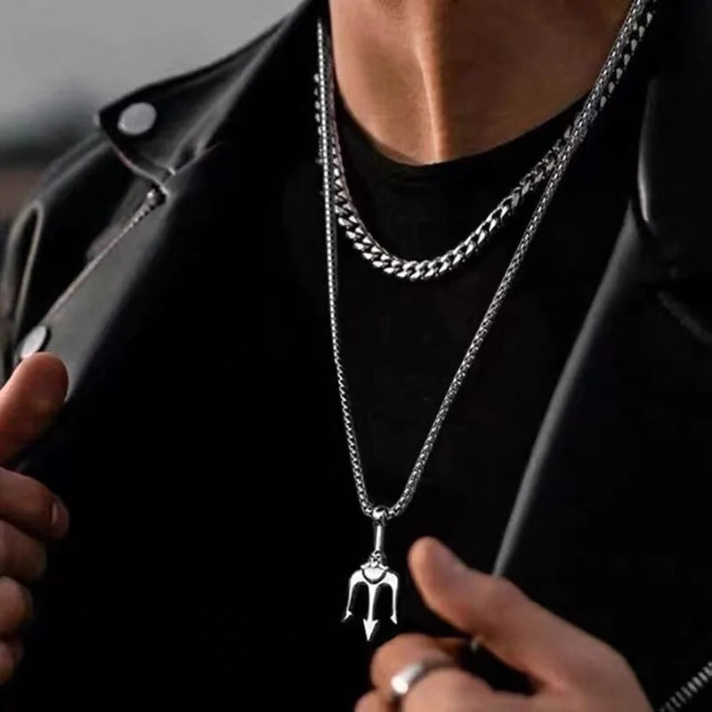 Trident Pendant Necklace: Silver Locket Necklace for Unique Strength