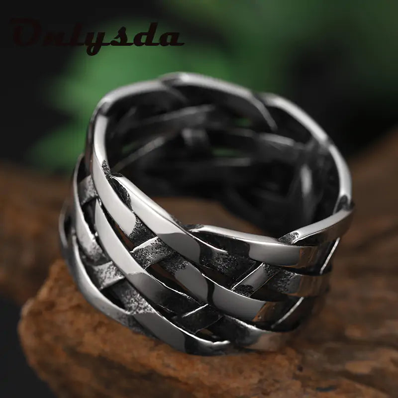 Vintage Silver Rings – Weave Stainless Steel Rings for Timeless Style smart-purchase