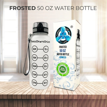 Frosted 50oz Sports Water Bottle for Hydration on the Go