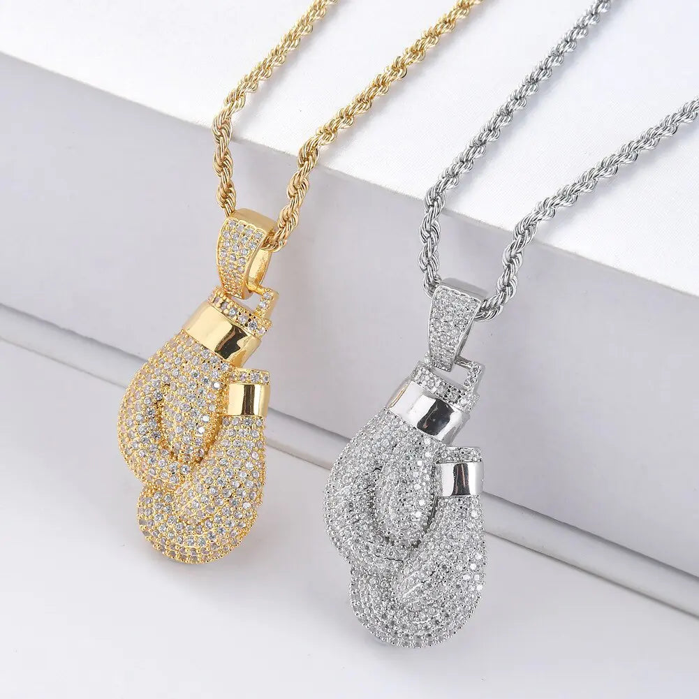 Elisa Gold Pendant Necklace: Boxing Gloves Design for Sporty Style smart-purchase
