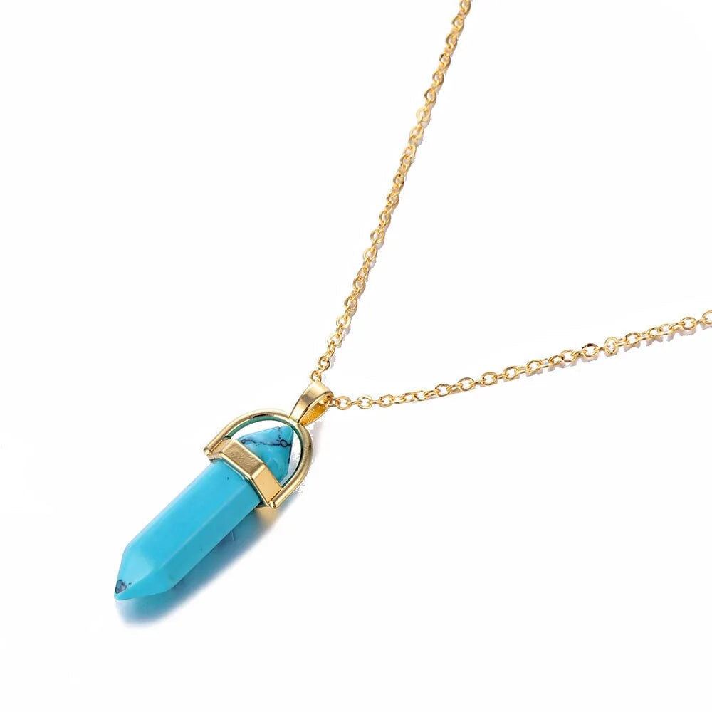 Hexagonal Column Quartz Pendant Necklace - Black Opal Pendant Design smart-purchase