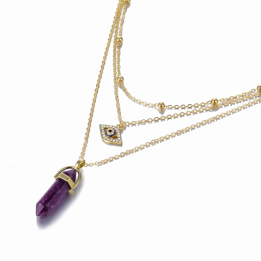 Hexagonal Column Quartz Pendant Necklace - Black Opal Pendant Design smart-purchase