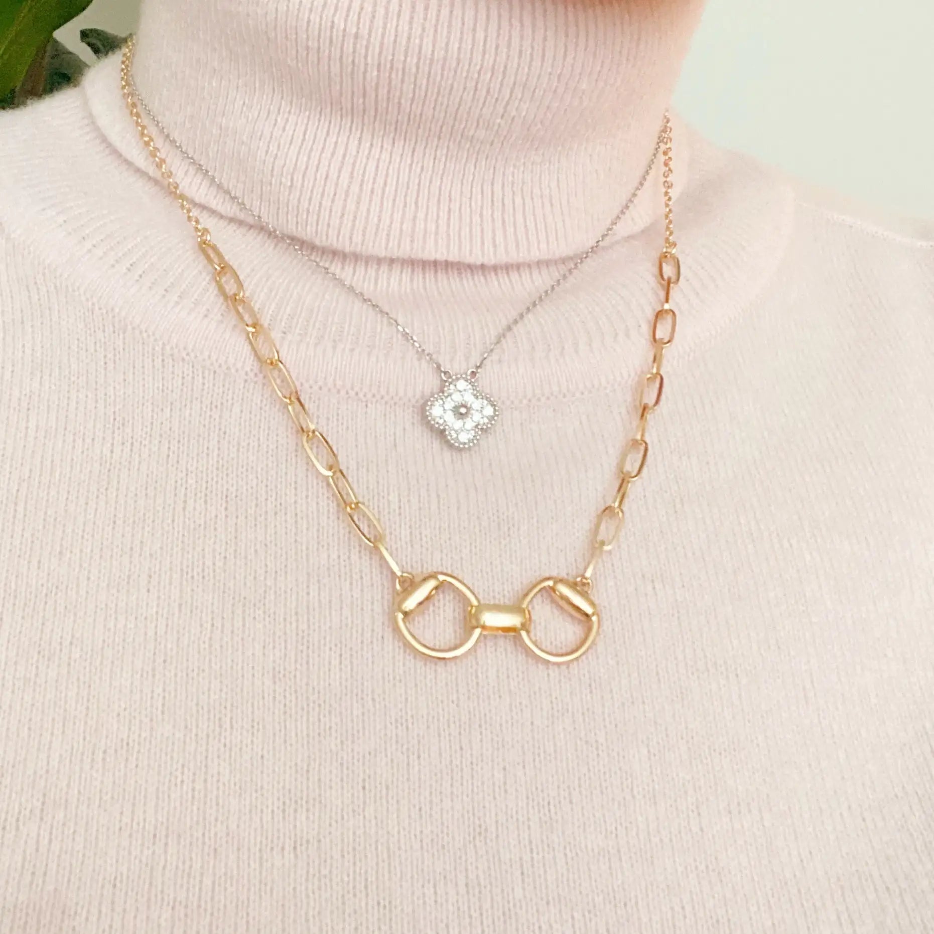 Gold Pendant with Silver Chain: Equestrian Pendant Chain Necklace for Horse Lovers smart-purchase