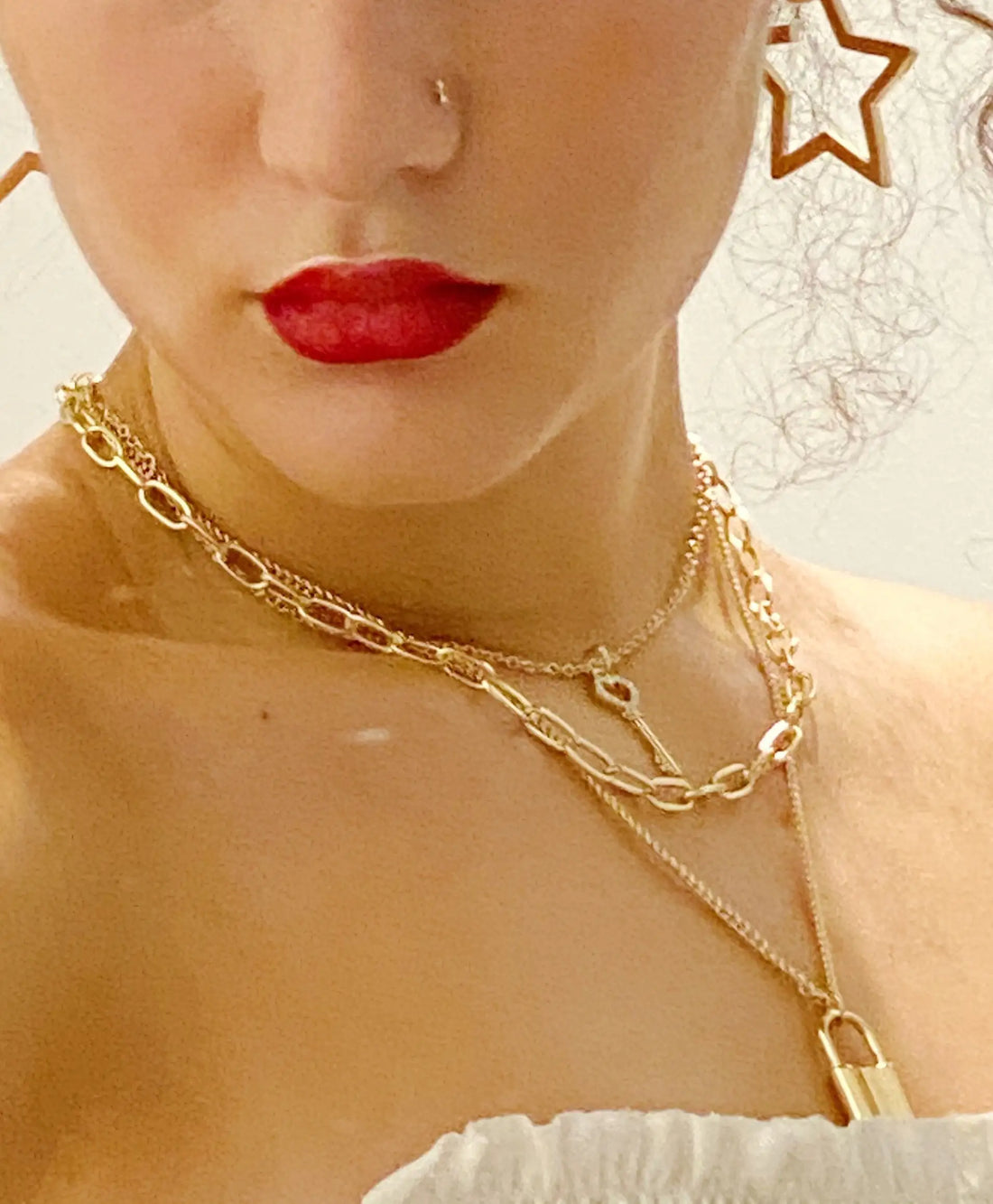 Layered Locket & Key Necklace with 14kt Gold Pendant