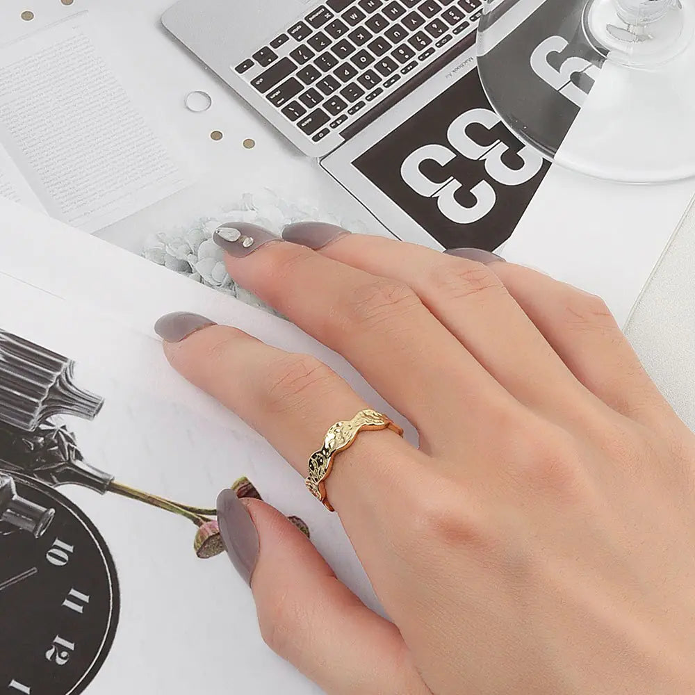 Chunky Silver Rings – Irregular Texture Open Cuff Finger Rings for Unique Style