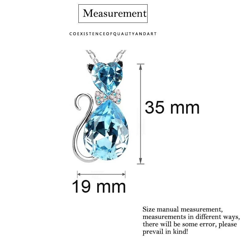 Heart Crystal Cat Pendant Necklace for Cat Lovers - Crystal Opal Pendant smart-purchase