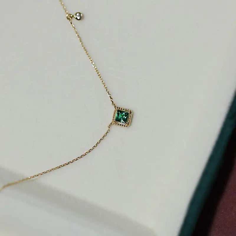 Square Emerald Pendant Necklace: 20 Inch Silver Chain Necklace for Elegant Style smart-purchase