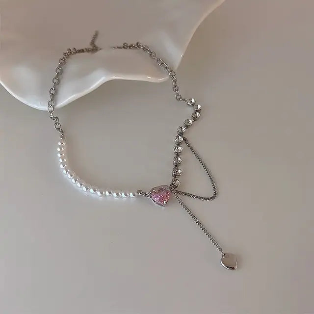 Peach Heart Pendant Necklace: 14k Pearl Necklace with Timeless Elegance smart-purchase