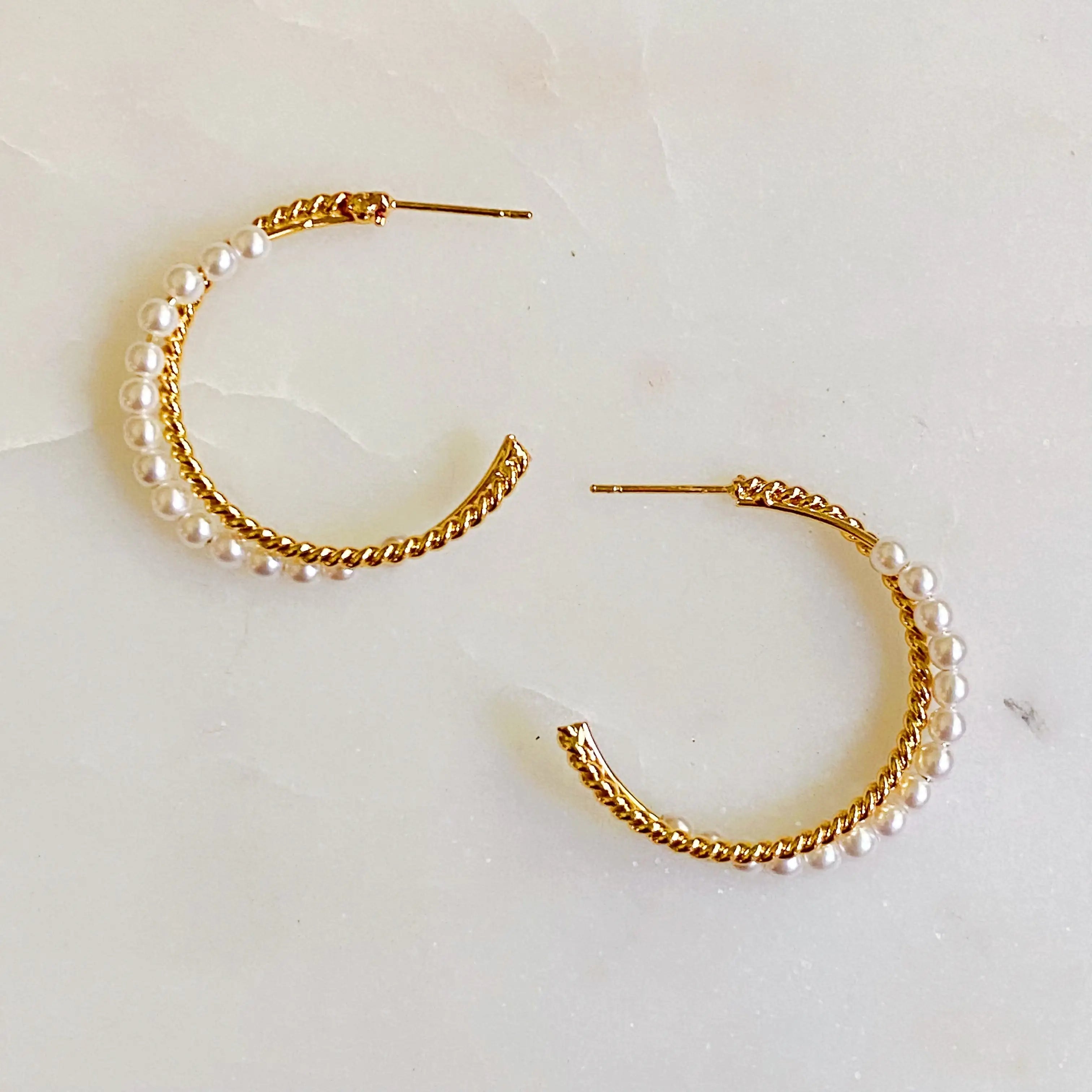 Pearl and Gold Blended Hoop Earring – Vintage Pearl Earrings for Effortless Elegance smart-purchase