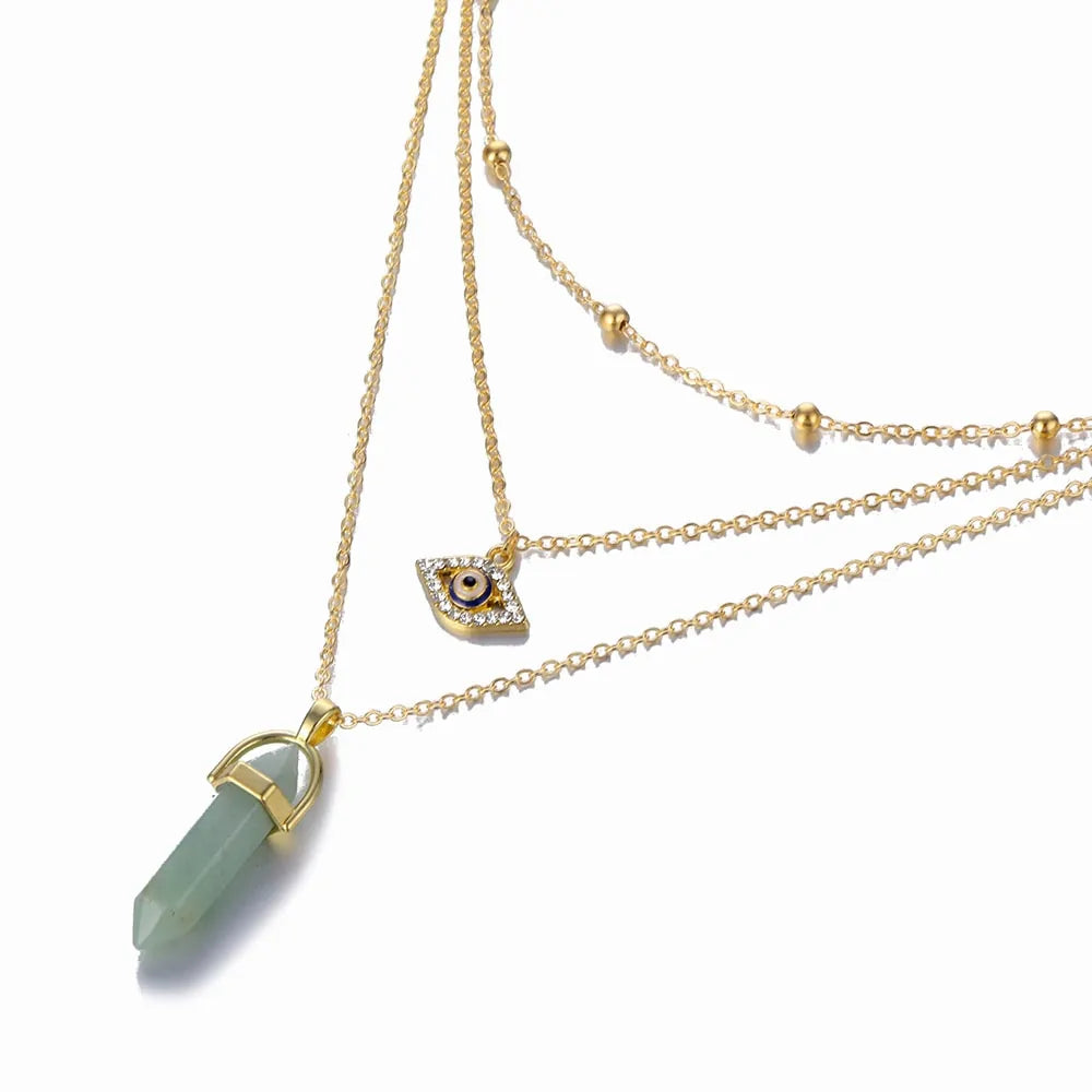 Hexagonal Column Quartz Pendant Necklace - Black Opal Pendant Design smart-purchase
