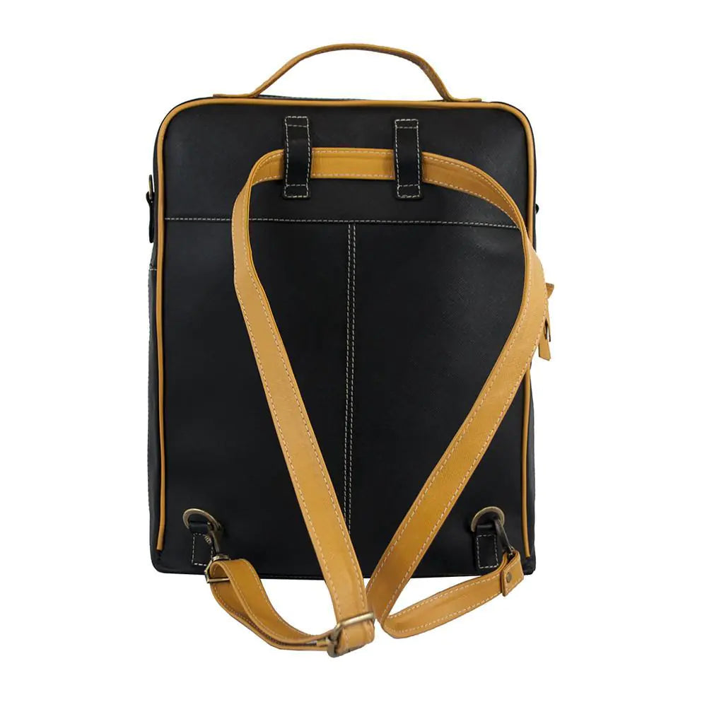 Augusta Leather Backpack in Black and Goldenrod for Stylish Carrying