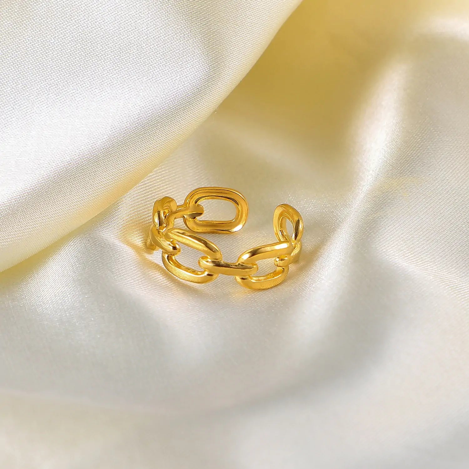 Chunky Gold Rings – Twisted Link Chain Open Rings for Trendy Style smart-purchase