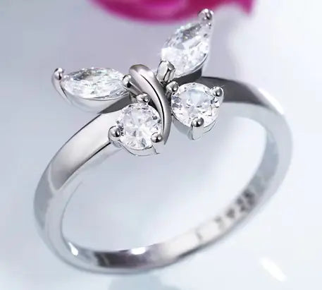 Silver Butterfly Ring – Silver Pearl Ring for Whimsical Charm