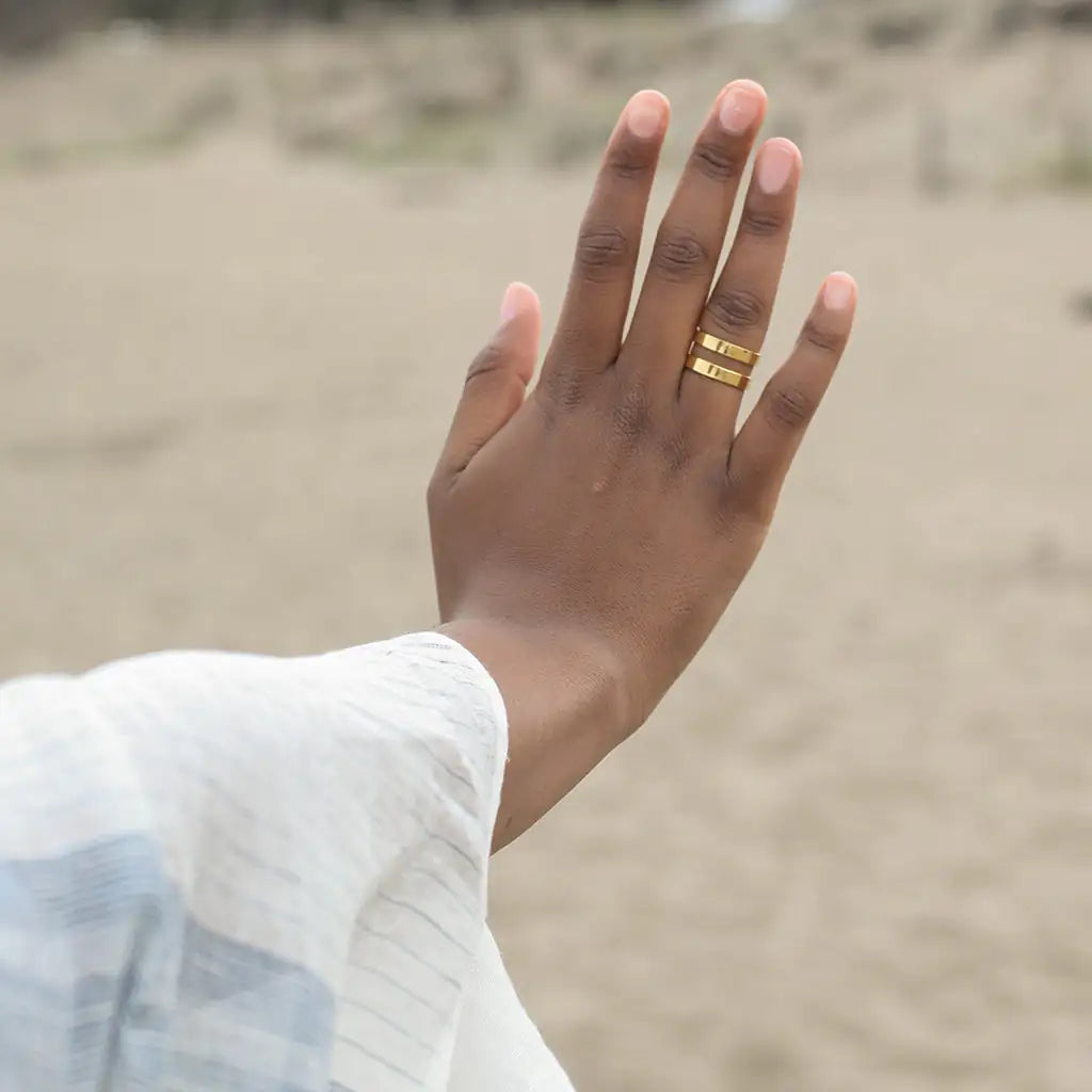 Geo Stripe Bombshell Ring: 14k Gold Minimalist Rings with Unique Geometric Design smart-purchase