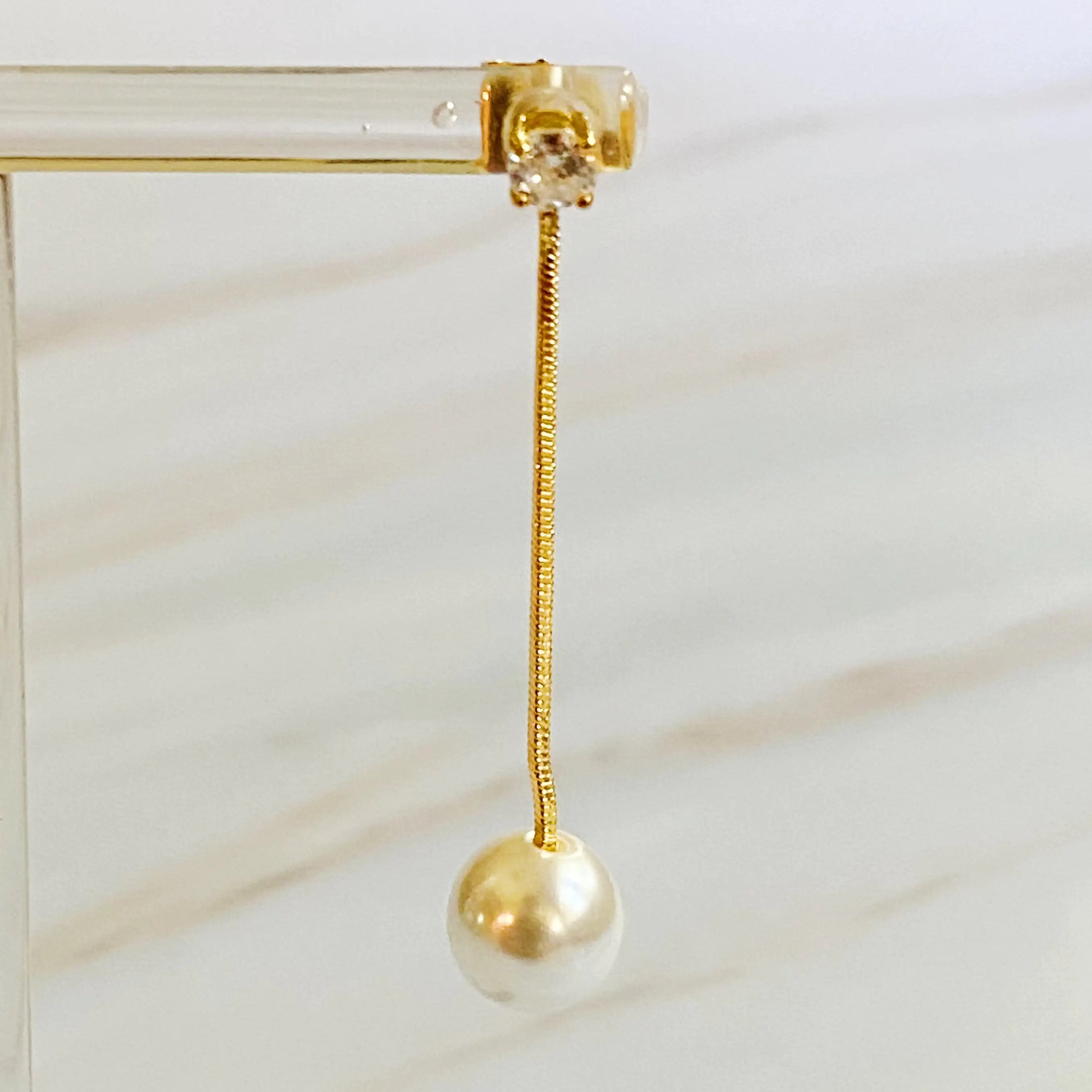 Elegant Dangling Pearl Earrings – Gold Diamond Drop Earrings for Timeless Style smart-purchase
