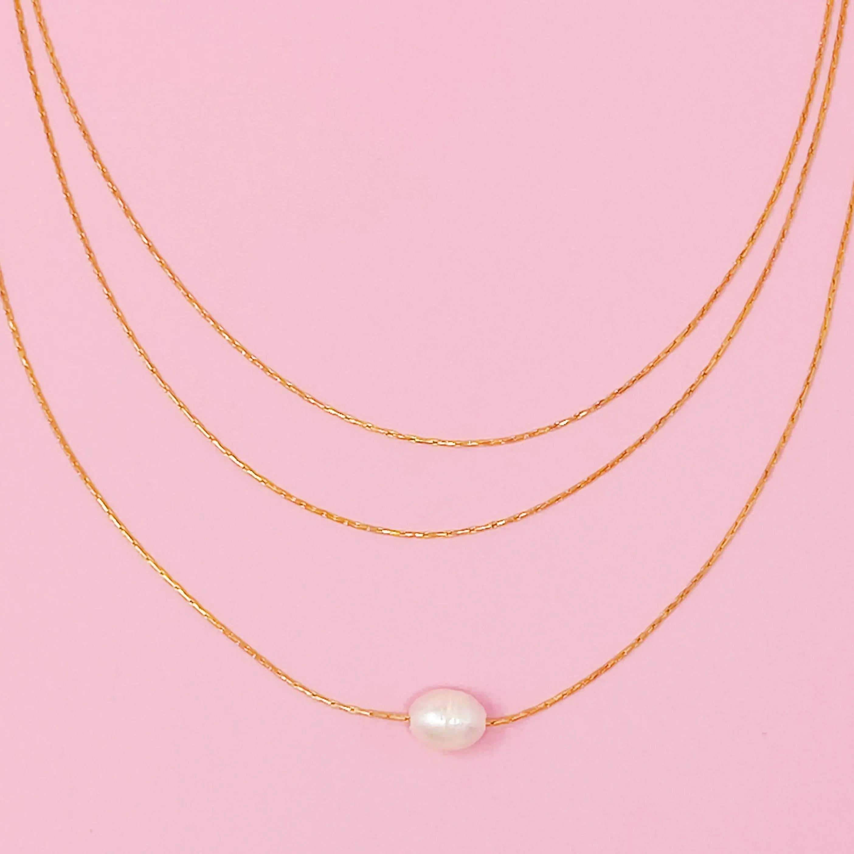 Layered Freshwater Pearl Pendant Necklace with Gold Chain Pendant smart-purchase