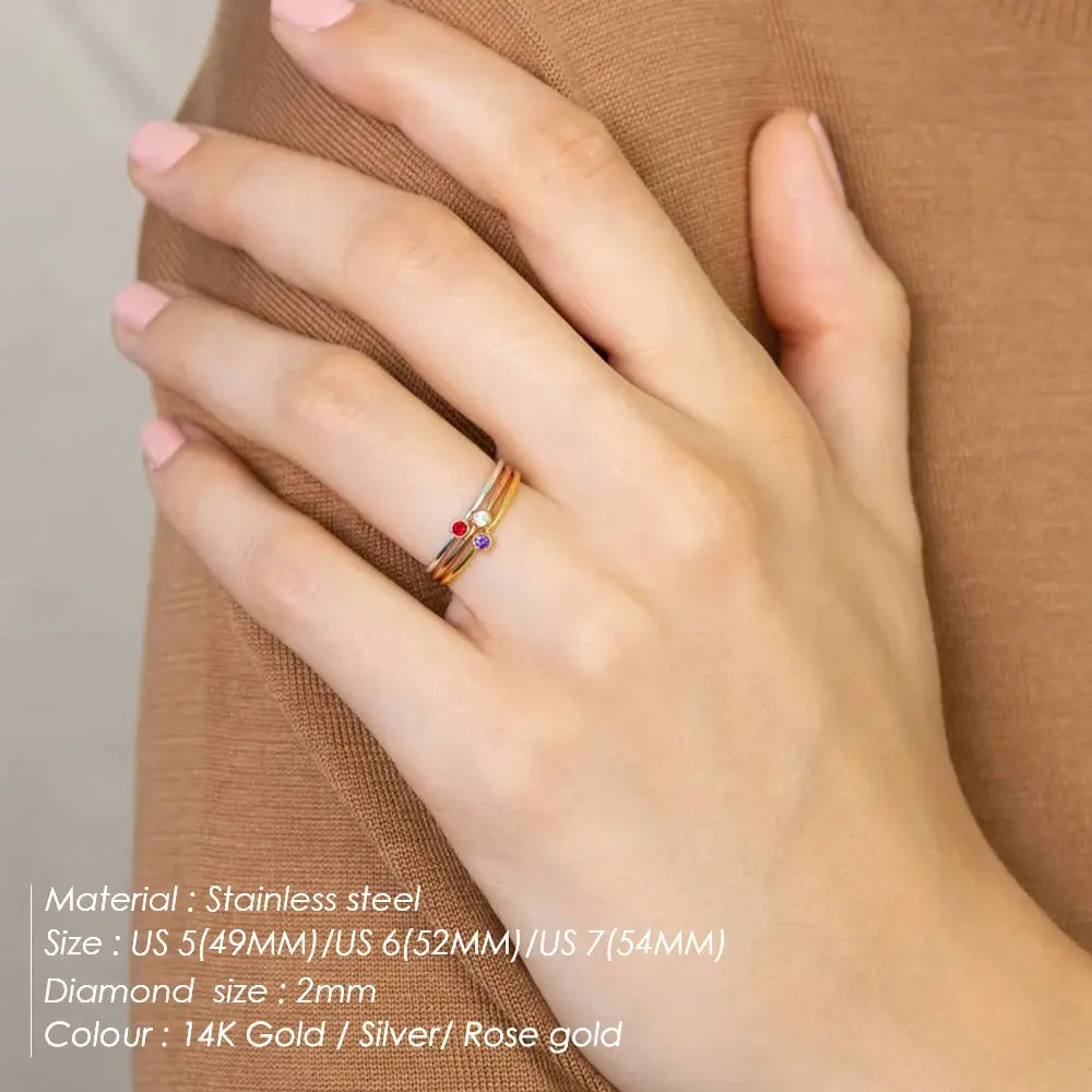 Stainless Steel Birthstone Ring – Personalized Jewelry for Unique Style