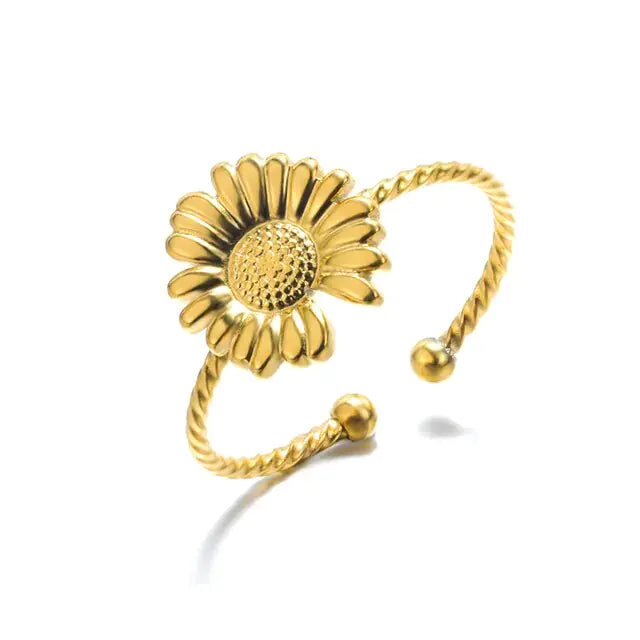 Crystal Sunflower Rings for Women - Affordable Gold Rings with Floral Elegance smart-purchase