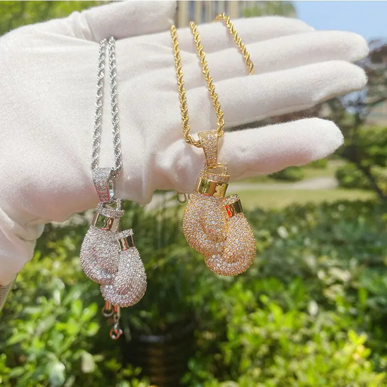 Elisa Gold Pendant Necklace: Boxing Gloves Design for Sporty Style smart-purchase