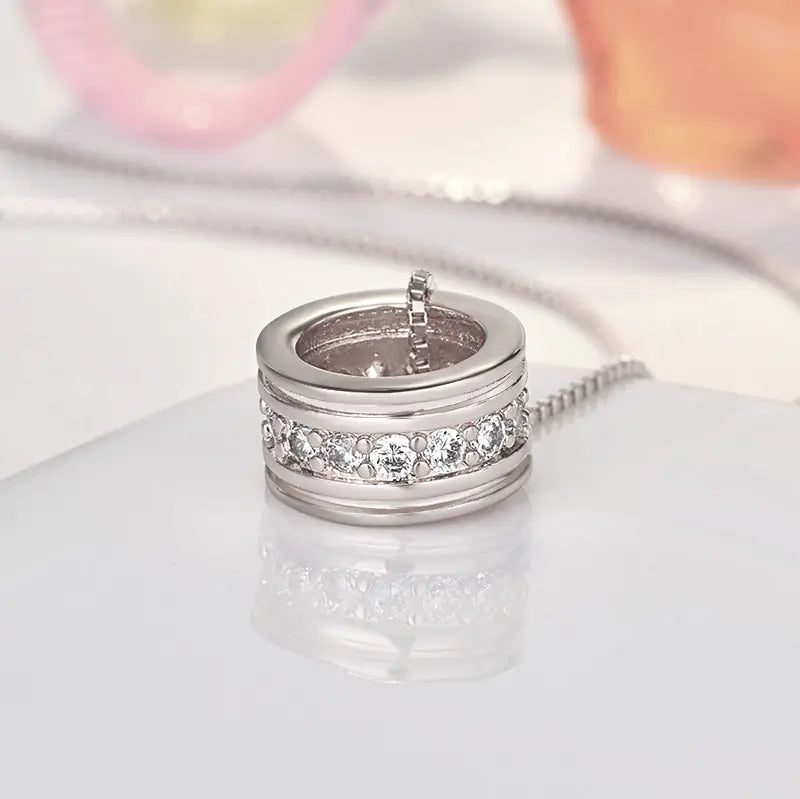 Rotatable Round Pendant Necklace: 14k Locket Necklace for Versatile Style smart-purchase