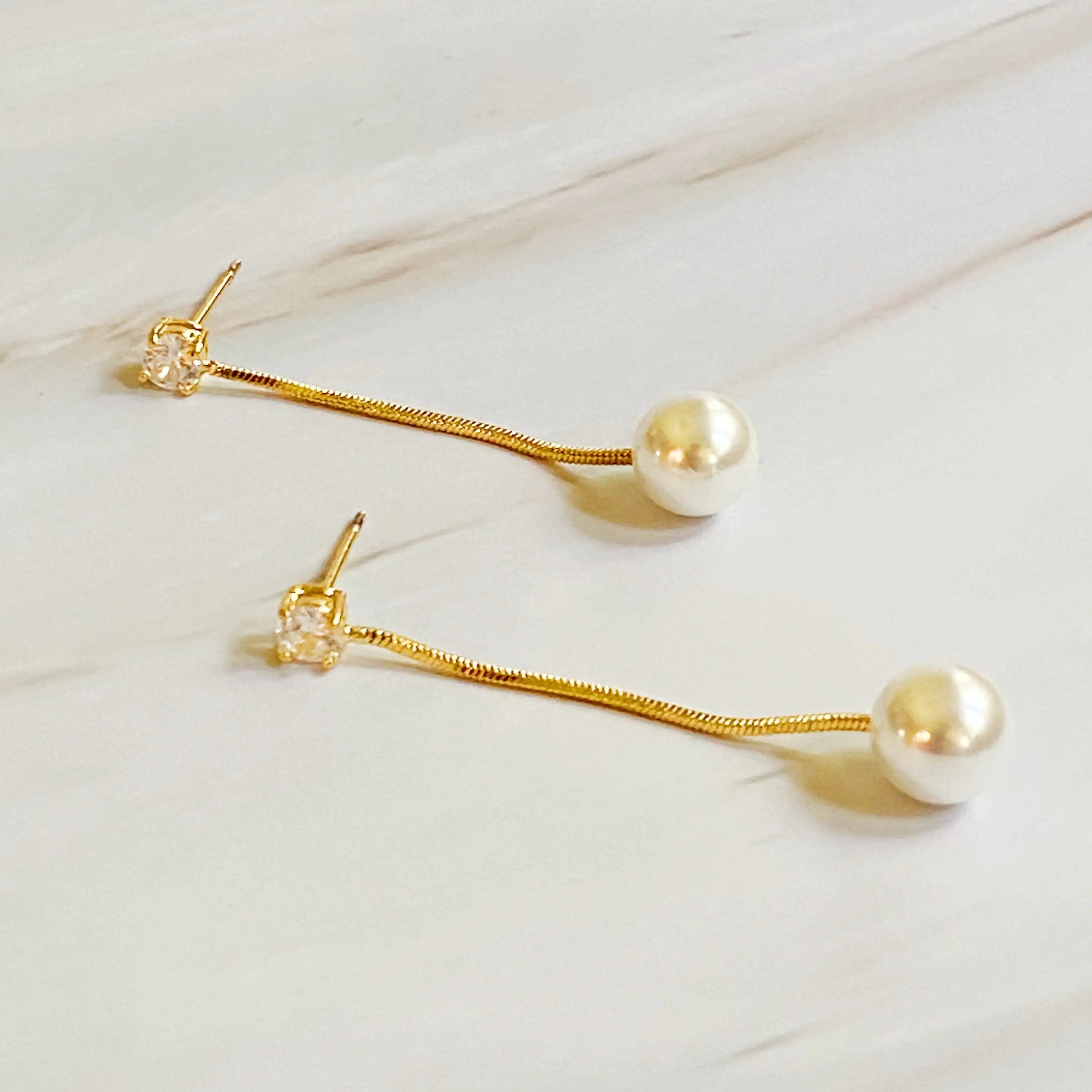 Elegant Dangling Pearl Earrings – Gold Diamond Drop Earrings for Timeless Style smart-purchase
