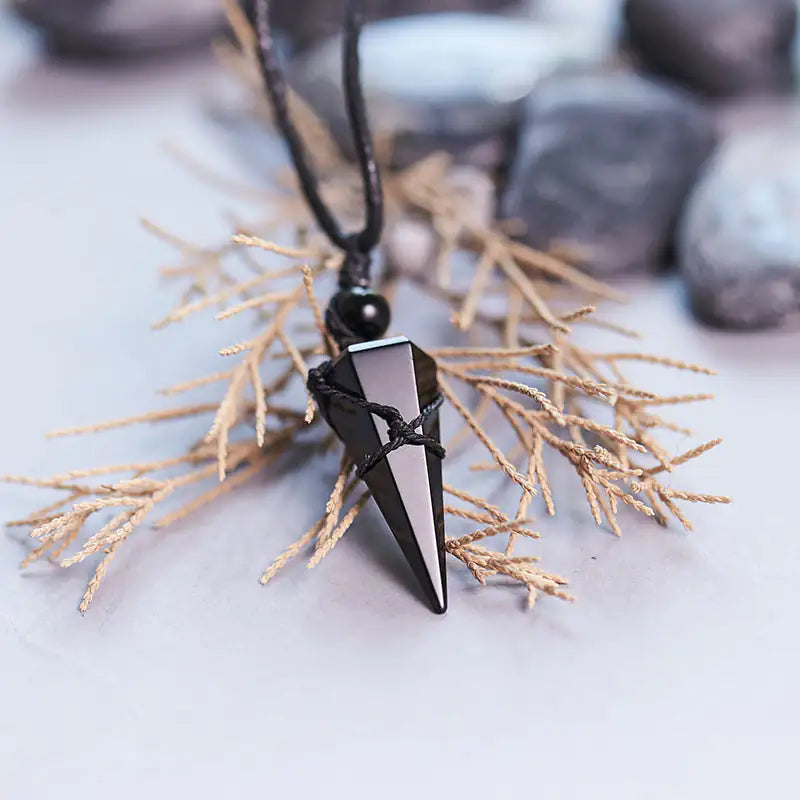 Obsidian Crystal Pendant Pendulum Necklace for Spiritual Healing smart-purchase