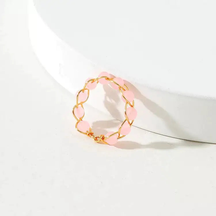 Chunky Silver Rings – Wired Stone Ring with Natural Stone & Brass for Bohemian Elegance