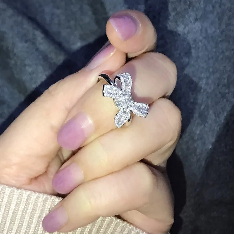 Sterling Silver Gemstone Rings – Handmade Bowknot Silver Ring for Charming Elegance smart-purchase