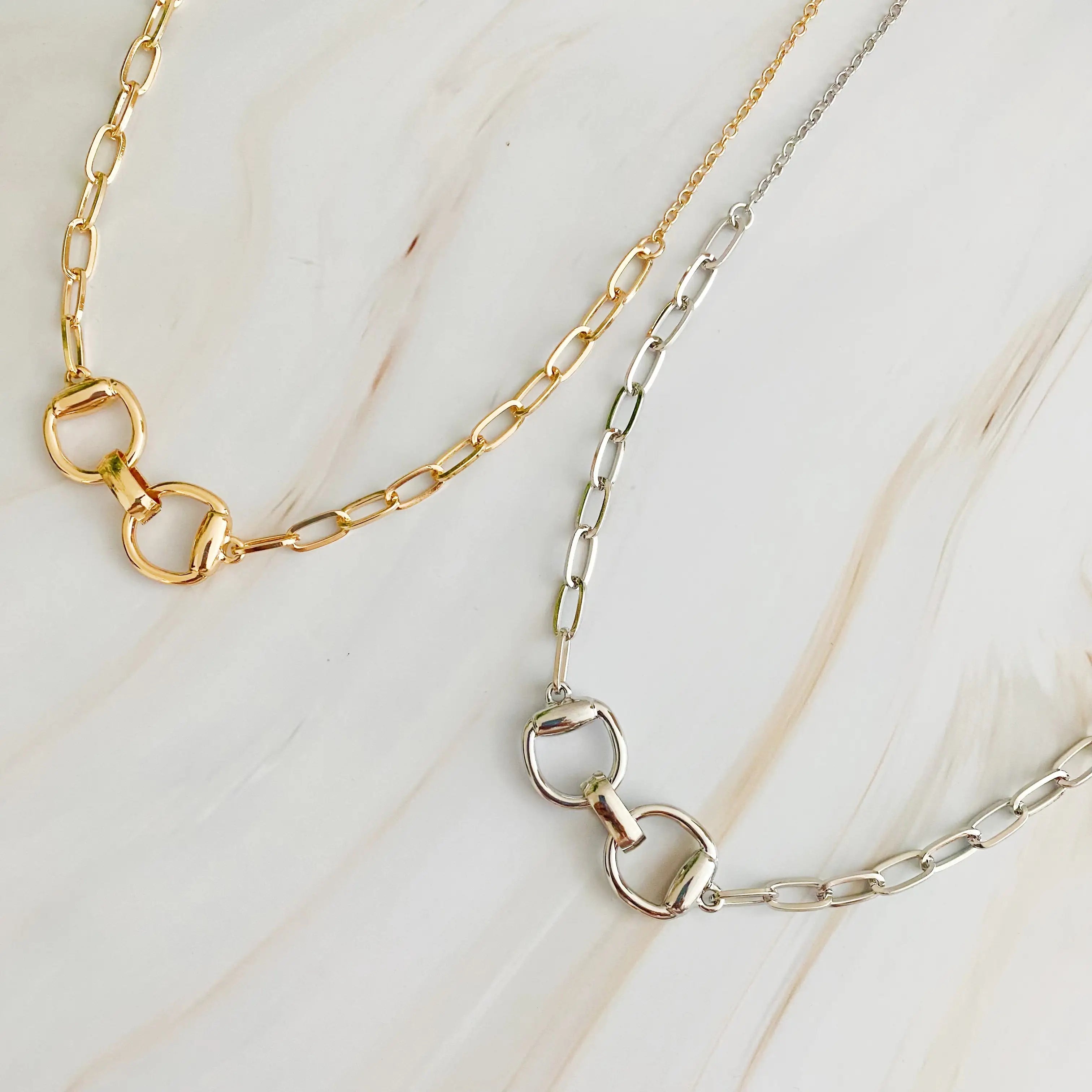 Gold Pendant with Silver Chain: Equestrian Pendant Chain Necklace for Horse Lovers smart-purchase