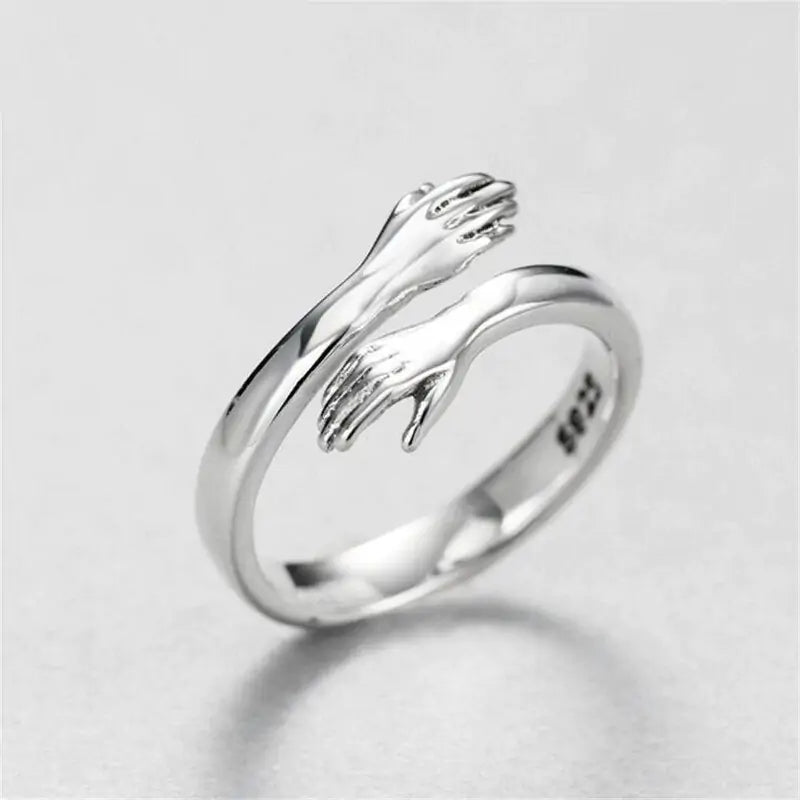 Sterling Silver Heart Ring – Unique Personality Silver Plated Love Hug Ring smart-purchase