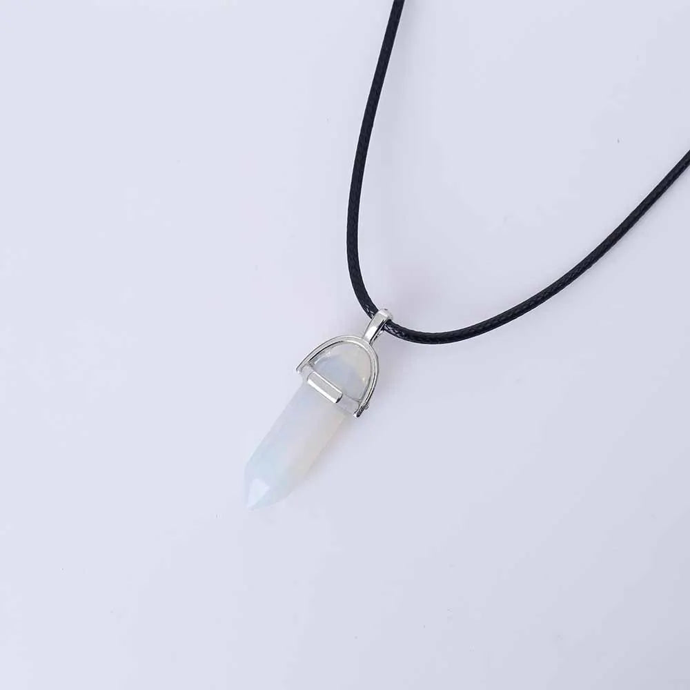 Hexagonal Column Quartz Pendant Necklace - Black Opal Pendant Design smart-purchase