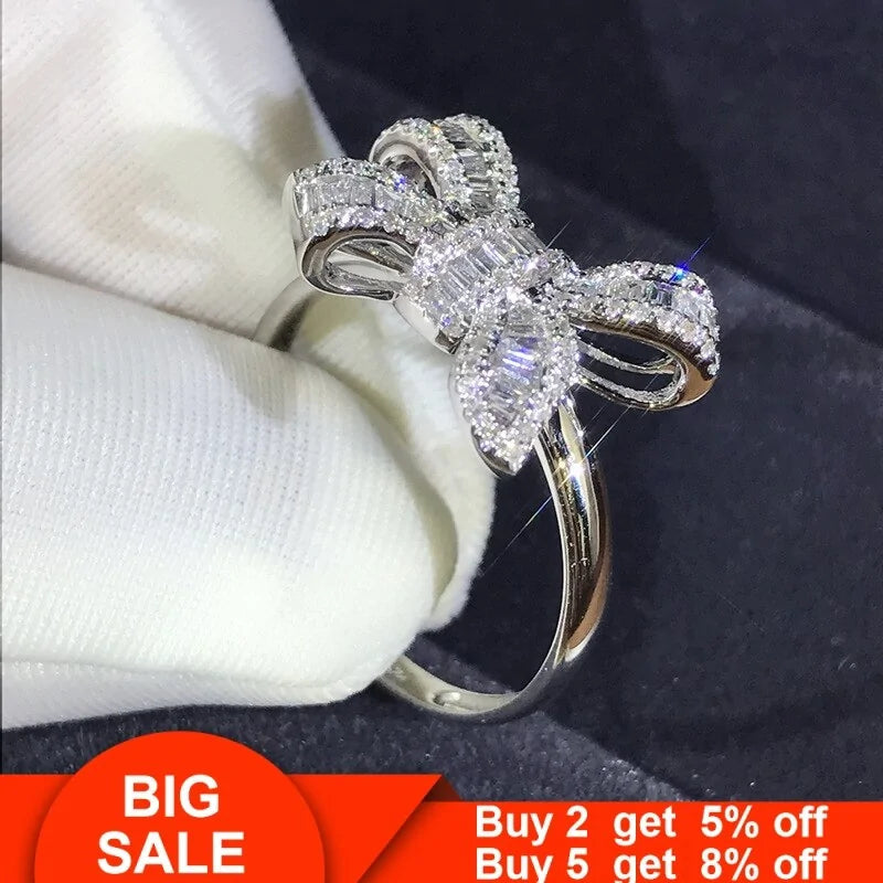 Sterling Silver Gemstone Rings – Handmade Bowknot Silver Ring for Charming Elegance smart-purchase
