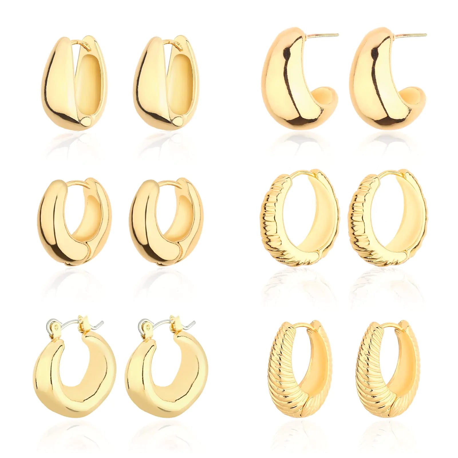 Wgoud 14K Gold Chunky Hoop Earrings Set – Mini Hoop Earrings for Versatile Styling smart-purchase