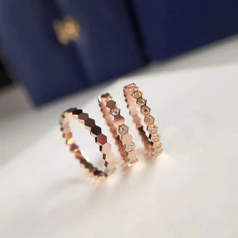 Stackable Gold Rings – Honeycomb Stacking Rings Set (3PCS) for Stylish Layering smart-purchase