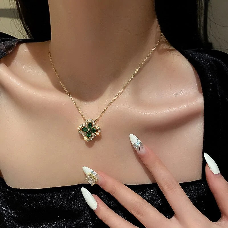 Green Crystal Flower Pendant - Heart Pendant Crystal Jewelry smart-purchase